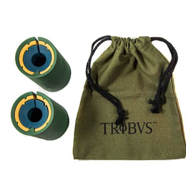 Tribus Grips Trio Product shot on White Background with Travel Bag.