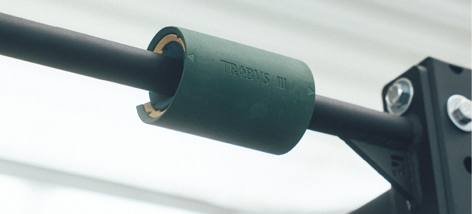 Tribus Thick Grips - The Pair that Cares - New & Improved Design mounted on a pull-up bars to showcase the design. Overexposed.