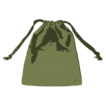 Simplified PNG Image of the Tribus Green Travel Bag that comes with every pair sold on a white background.